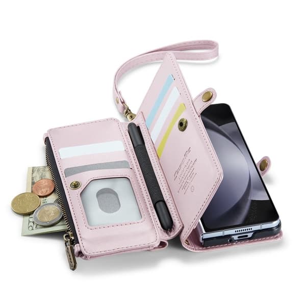 CASEME Plånboksfodral Konstläder för Samsung Galaxy Z Fold5 - Rosa
