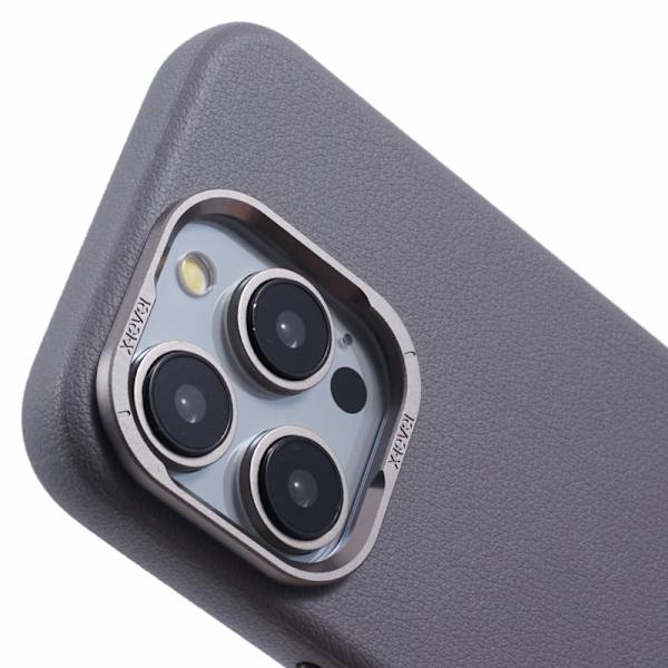 X-LEVEL Mobilskal till iPhone 14 Pro Slim PU Läder Hård PC Grå