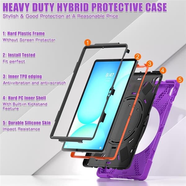 Mobilskal till Galaxy Tab S10 FE Plus Kickstand Handle Grip - Lila Lila