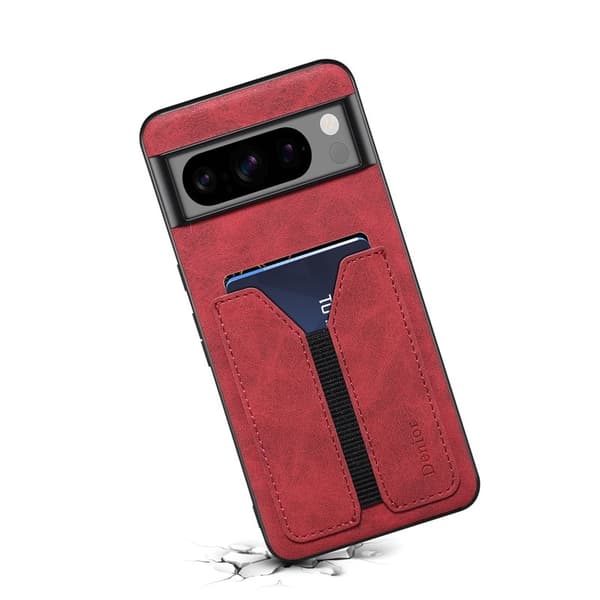 DENIOR Google Pixel 8 Pro Fodral KonstLäder med Kortfack - Röd