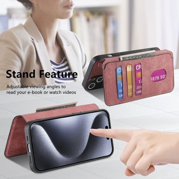 CASENEO MW-03 iPhone 15 Pro Max Plånboksfodral Konstläder - Rosa