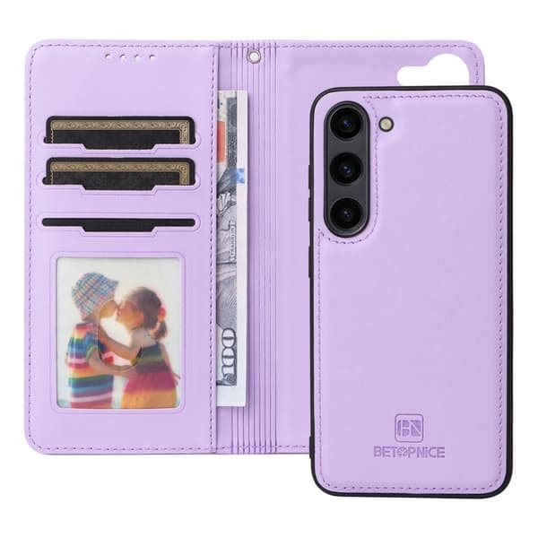 BETOPNICE Samsung Galaxy S23 Plånboksfodral - Detachable Konstläder- Lila