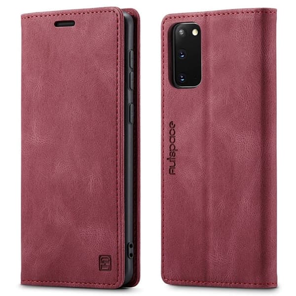 AUTSPACE A01 Plånboksfodral för Samsung Galaxy S20 Konstläder - Röd