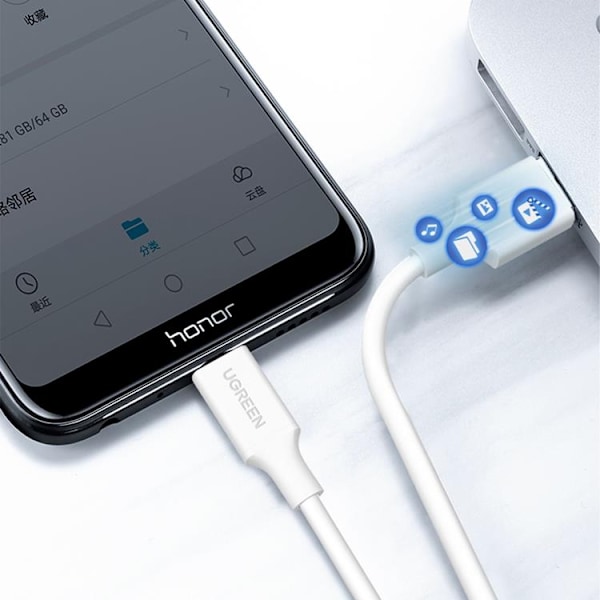 Ugreen USB-A Till Micro-USB Kabel 2m - Vit