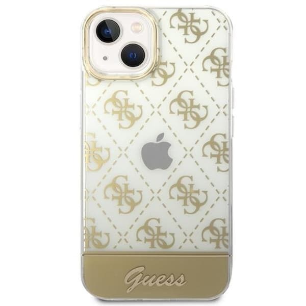 GUESS iPhone 14 Plus Kuori 4G Pattern Script - Kulta Guld