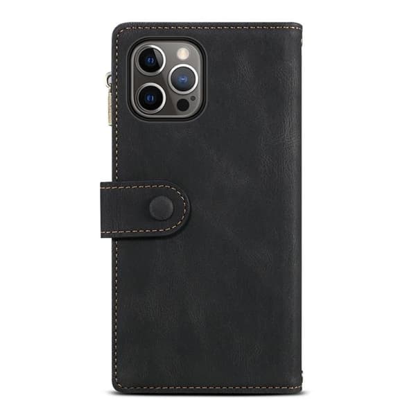 iPhone 14 Pro Max Plånboksfodral Flap Zipper Strap - Svart Svart