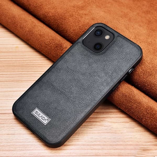 SULADA Mobilskal till iPhone 14 6.1" Shockproof PU Läder Svart