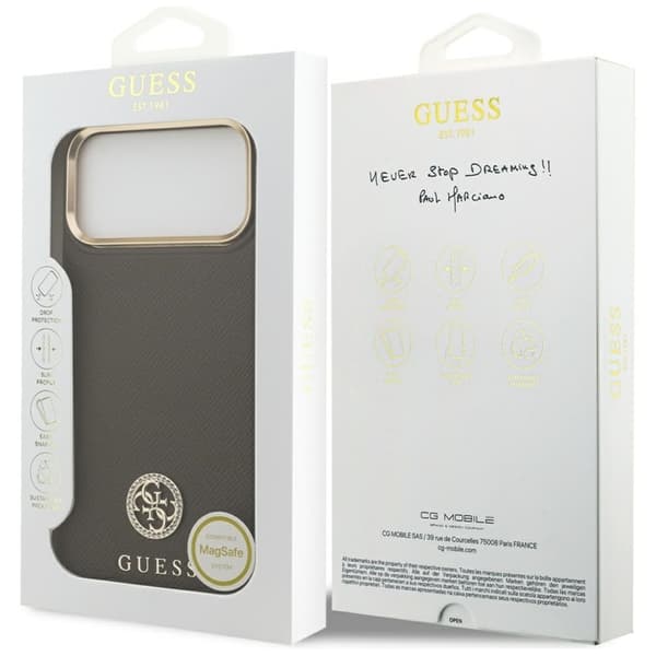 Guess Mobilskal till iPhone 17 Pro Magsafe Grained Strass Logo - Brun Brun