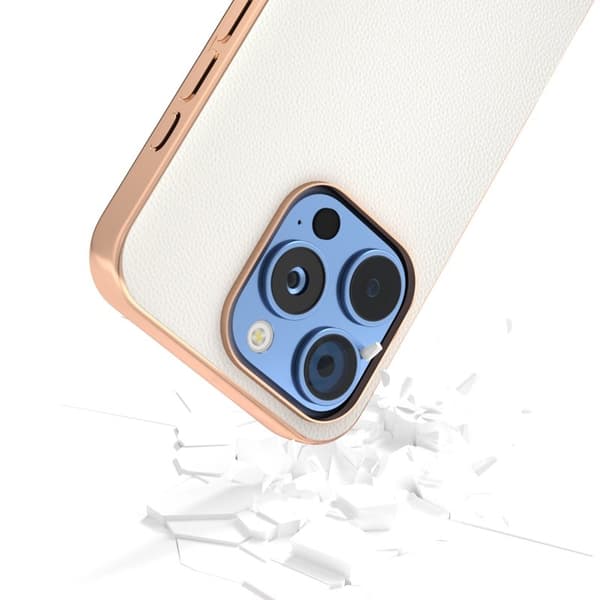 ABEEL Mobilskal till iPhone 16 Pro Electropläterad Äkta Läder Vit