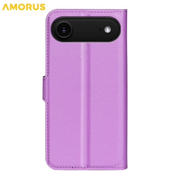 AMORUS iPhone Air Konstläder Plånboksfodral Flipstativ Litchi - Lila Lila