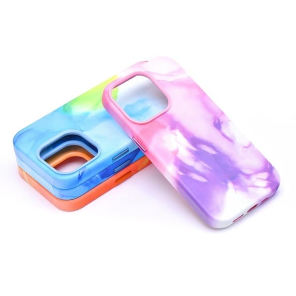 iPhone 12 Pro Magsafe Skal Läder - Lila Splash
