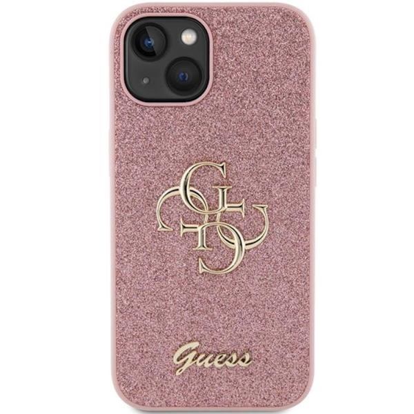Guess Mobilskal till iPhone 15 Glitter Script Big - Rosa