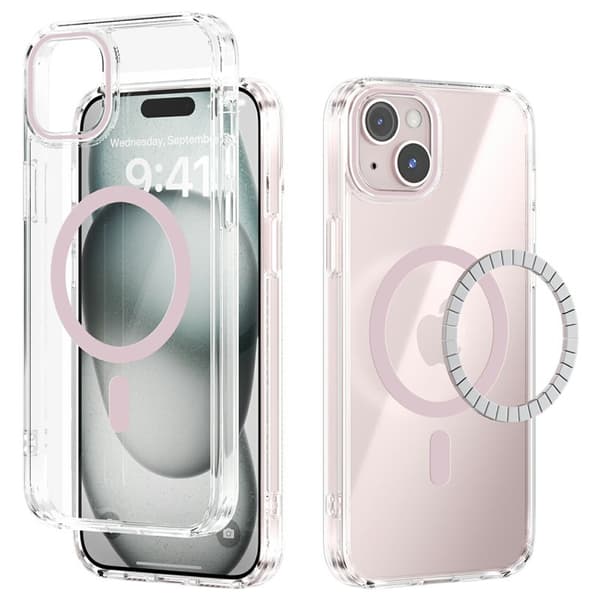 ABEEL Mobilskal till iPhone 15 MagSafe Anti Scratch Transparent Rosa