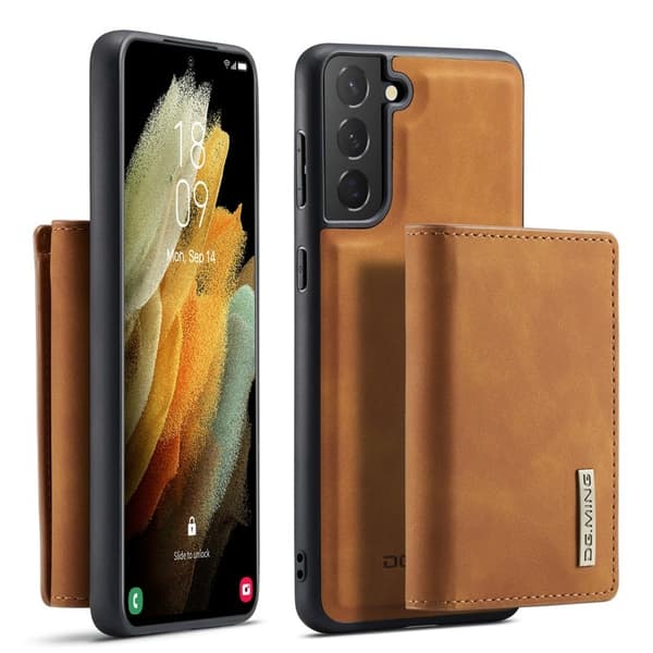 DG.MING 2 in 1 Magnetiskt Plånboksfodral för Samsung S21+ - Brun