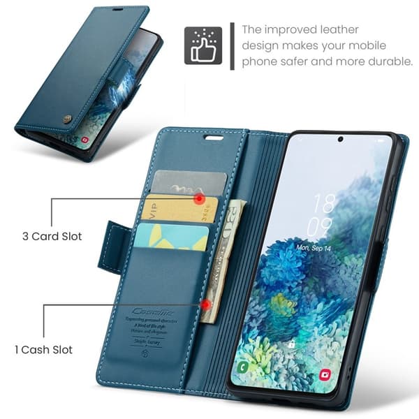 CASEME Plånboksfodral Konstläder för Samsung Galaxy S20 Plus - Blå