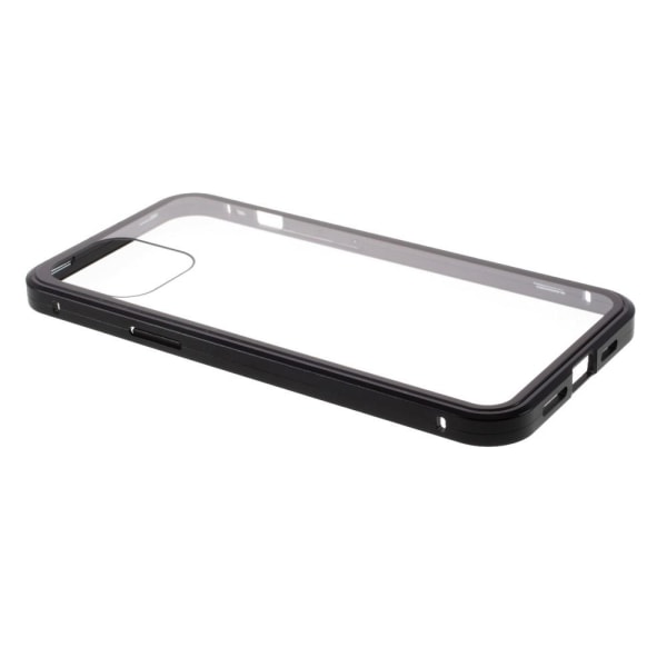 Magnetisk Metal skal med Härdat Glas till iPhone 12 & 12 Pro - S Svart