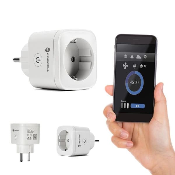 Forcell Smart Plug 230V med WiFi Stöd för Tuya/Amazon Alexa Vit