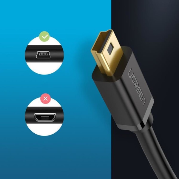 Ugreen USB Mini USB -kaapeli 1,5 m - musta