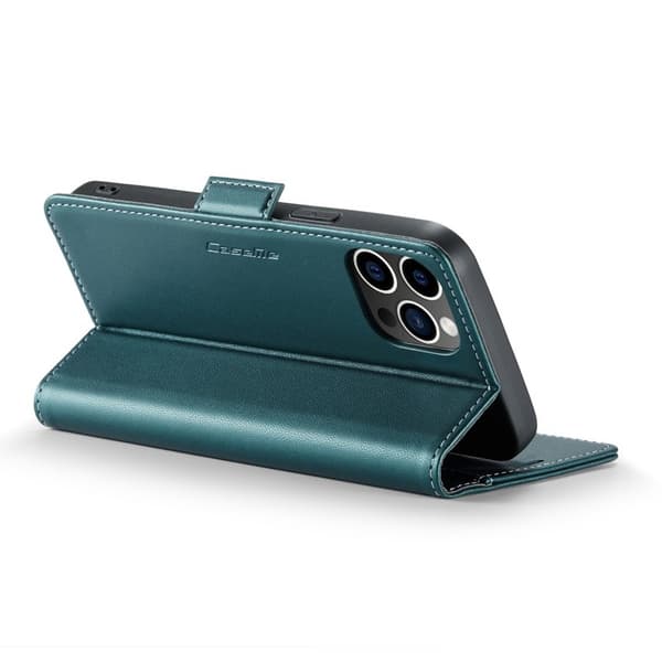 CASEME iPhone 12 Pro Max Plånboksfodral Konstläder RFID-Skydd Grön