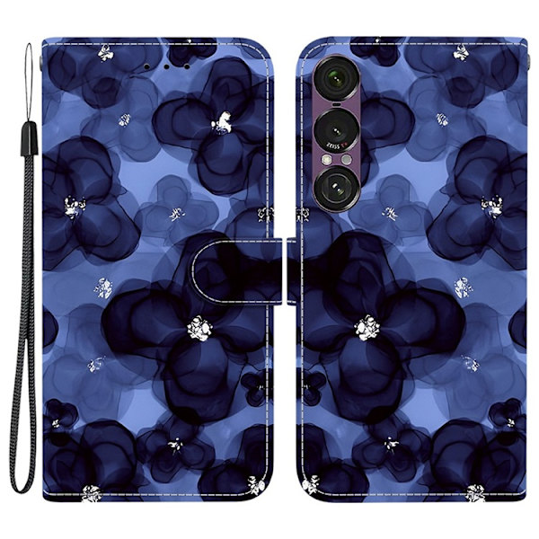 Sony Xperia 1 VII Konstläder Plånboksfodral Pattern Printing - Bläckblå