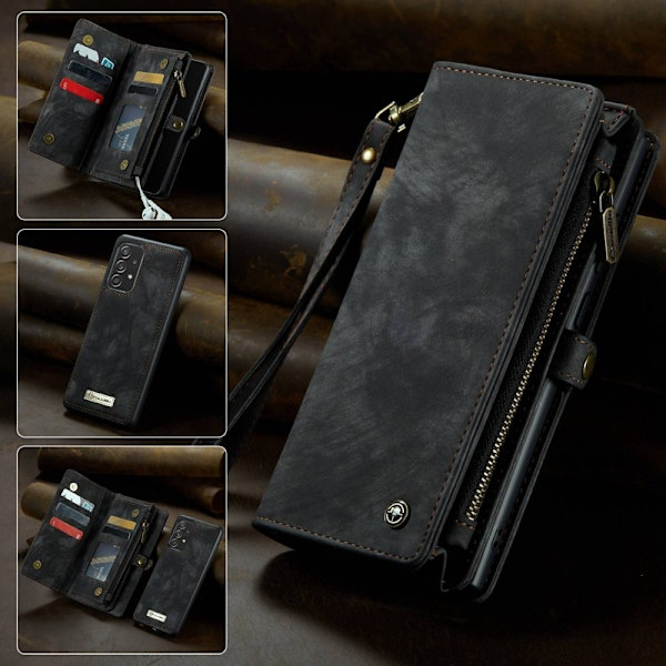 CASEME Multi-function Wallet TPU + KonstLäder Mobilskal - Svart