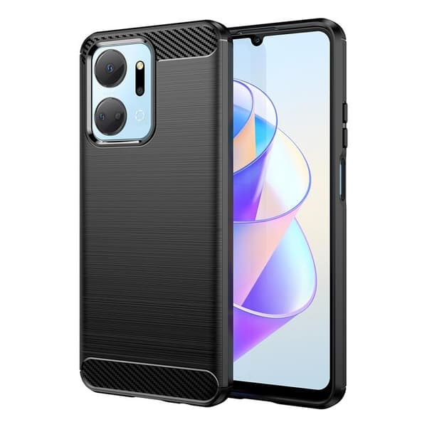 Mobilskal till Honor Play 40 Plus/Honor X7a Carbon Silikon - Svart Black