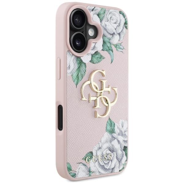 Guess Mobilskal till iPhone 16 Grained Roses Big 4G logo - Rosa