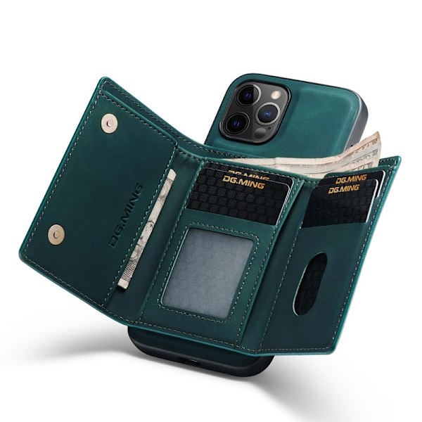 DG.MING M1 Series Magnet Wallet Mobilskal för iPhone 13 - Grön
