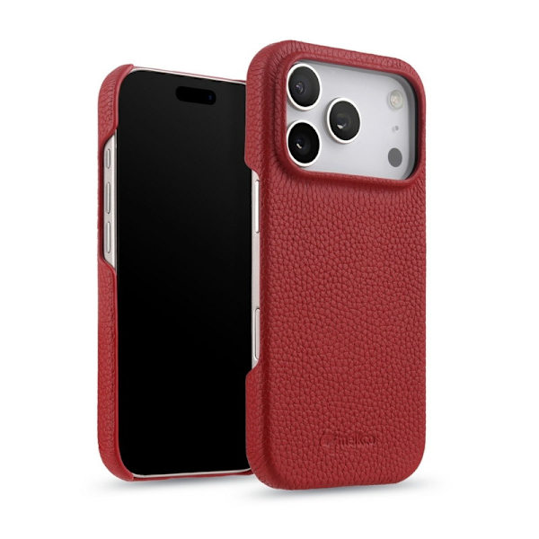 MELKCO Mobilskal till iPhone 17 Pro Max Äkta Läder PC Röd