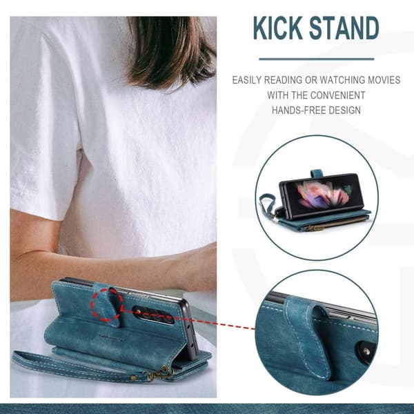 CASEME Konstläder Plånboksfodral för Samsung Galaxy Z Fold4 5G - Blå