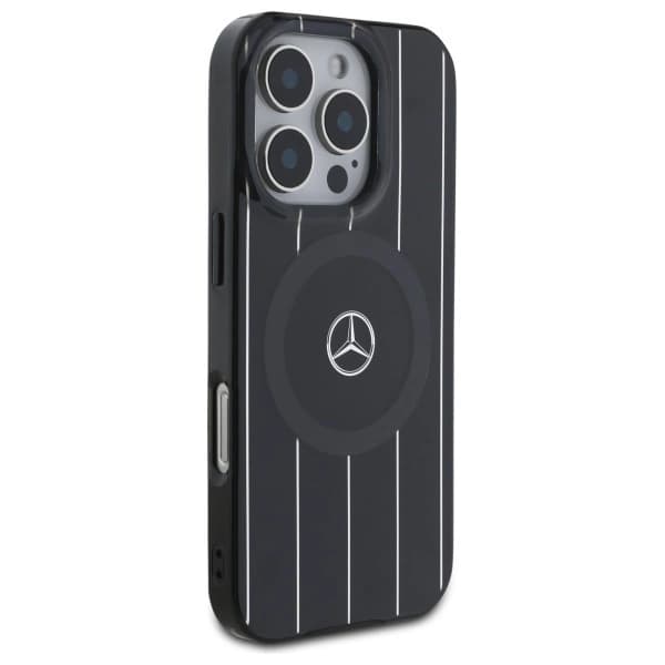 Mercedes telefontaske til iPhone 16 Pro MagSafe MB krydsede linjer - sort Black