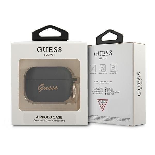 Guess Silicone Vintage Script Skal AirPods Pro - Svart Black