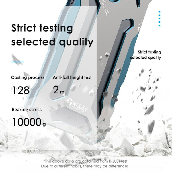 R-JUST Mobilskal till iPhone 15 Metall Hål Design Stötsäker Silver+Blå