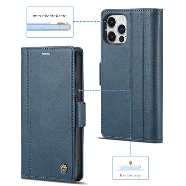 LC.IMEEKE iPhone 12 Plånboksfodral Konstläder - Full Protection - Blå