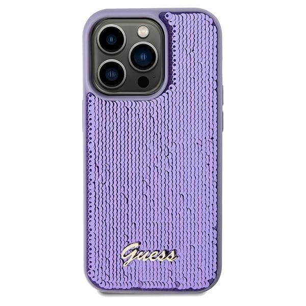Guess Mobilskal till iPhone 13 Pro Max MagSafe Sequin Script Metal - Lila