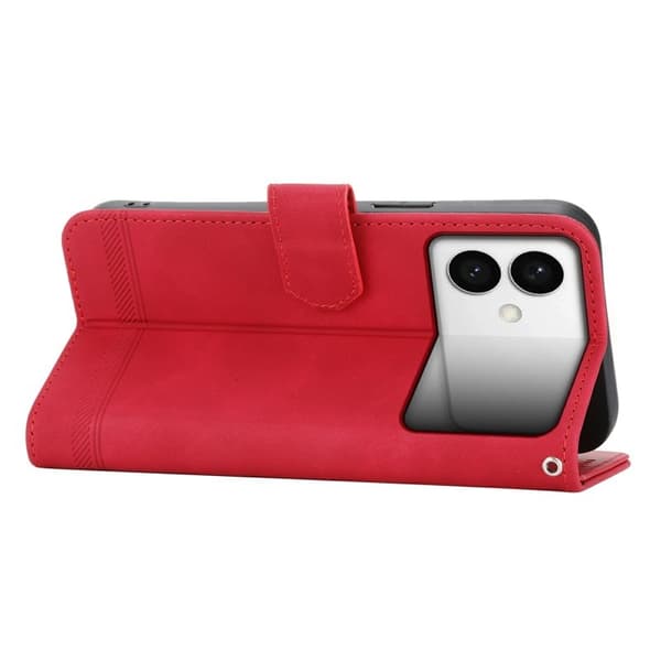 DIERFENG Samsung Galaxy S26 Edge Plånboksfodral Konstläder Med Handledsrem - Röd