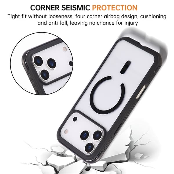 Mobilskal till iPhone 17 Pro Max MagSafe TPU+PC Transparent - Svart Svart
