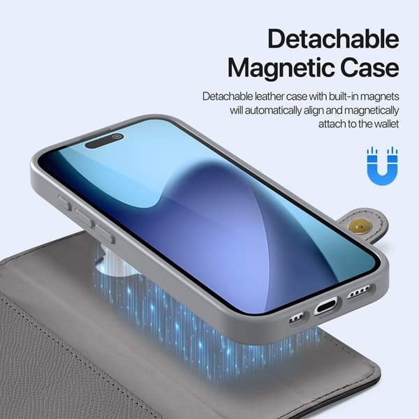 Dux Ducis iPhone 17 Plånboksfodral Magsafe Detachable Lawa Grå