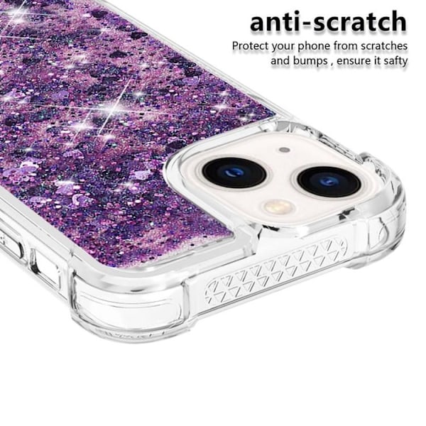 iPhone 14 Plus Skal Liquid Floating Glitter - Lila