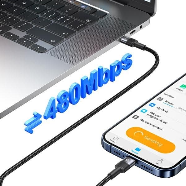 USAMS SJ724 USB-C/USB-C Kabel 60W 1,2 m (US-SJ724) – Stål