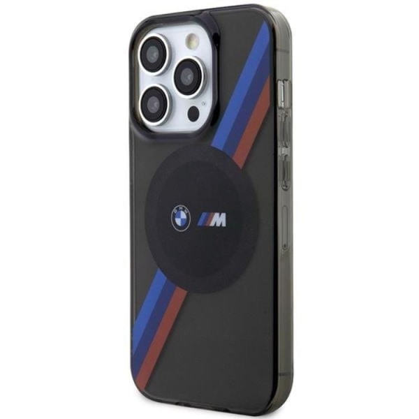 BMW iPhone 14 Pro Max Mobilcover Magsafe Tricolor Stripes - Grå