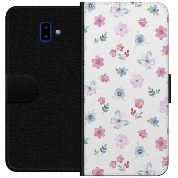 Pungcover til Samsung Galaxy J6+ med Blomster og sommerfugle