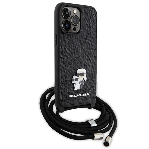 KARL LAGERFELD iPhone 14 Pro Max Halsbandsskal Crossbody Saffiano Svart