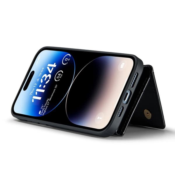 DG.MING M3 Series 2-in-1 Plånboksfodral i Konstläder för iPhone 14 Pro Max Svart