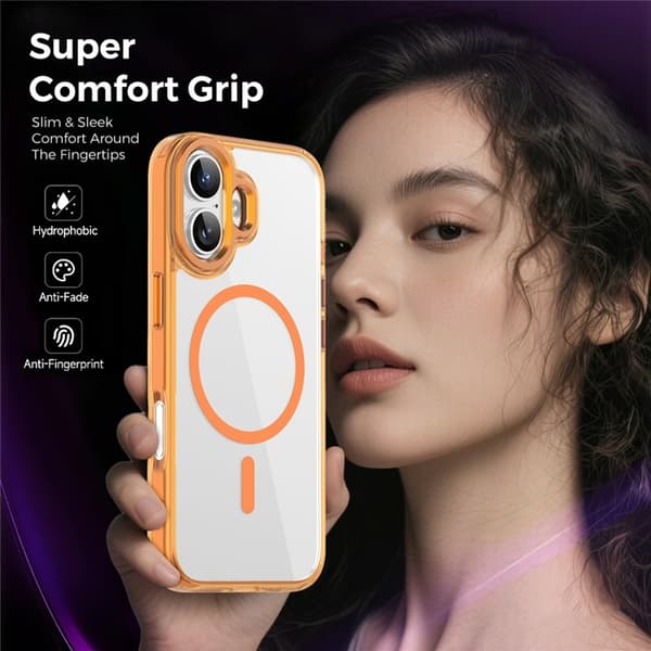 Mobilskal till iPhone 17 MagSafe Transparent TPU+PC - Orange Orange