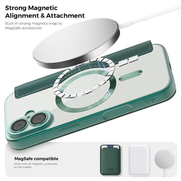 iPhone 17 Plånboksfodral MagSafe RFID - Svartgrön Grön