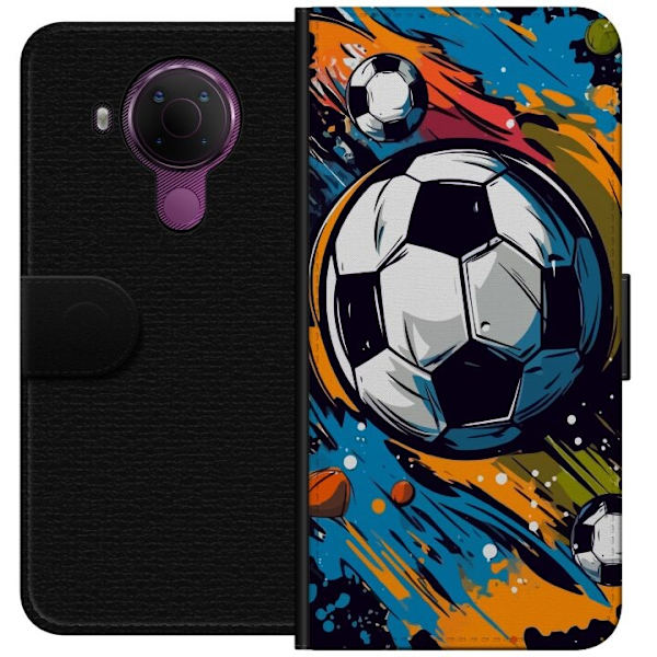 Pung etui til Nokia 5.4 med Fodbolde