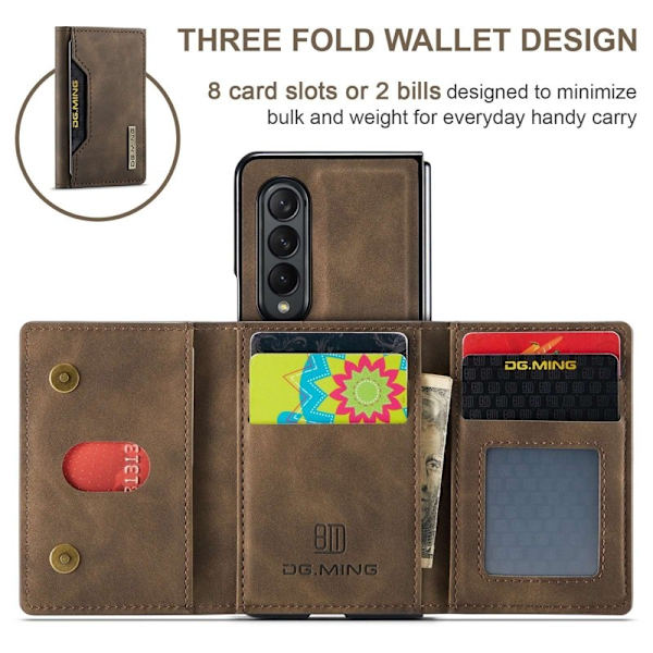 DG.MING Samsung Galaxy Z Fold4 Plånboksfodral Magnetisk Brun