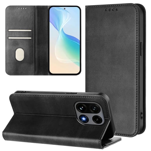 OnePlus 15 5G Plånboksfodral Retro RFID-Skydd Konstläder Svart