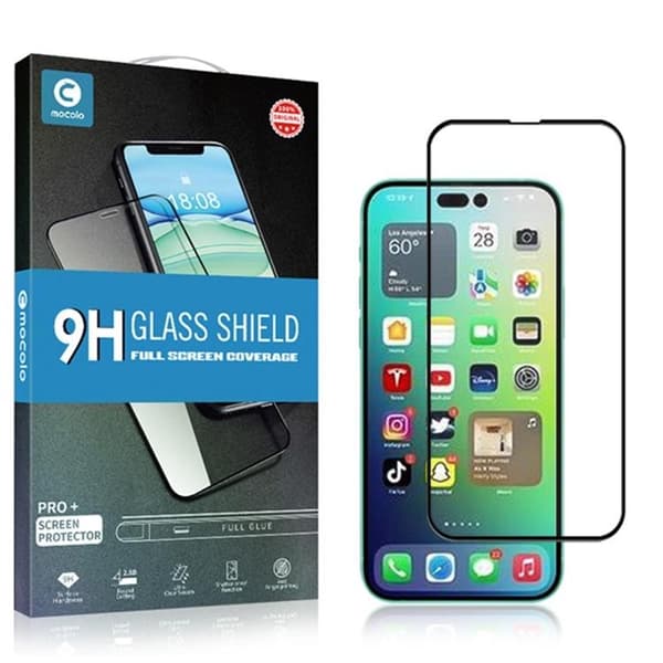 MOCOLO iPhone 14 Pro Max Härdat Glas Skärmskydd Full Glue HD - Svart Black